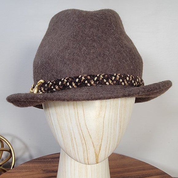 Vintage Kathy Jeanne Brown Wool Hat with Gold Accent Made In U.S.A Women's OS - Picture 3 of 13